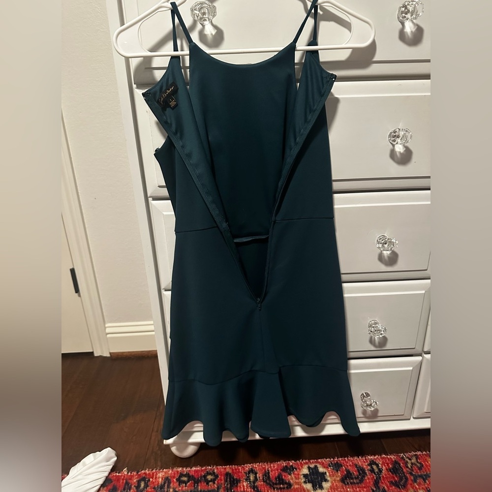 Cocktail Length Emerald Green Dress